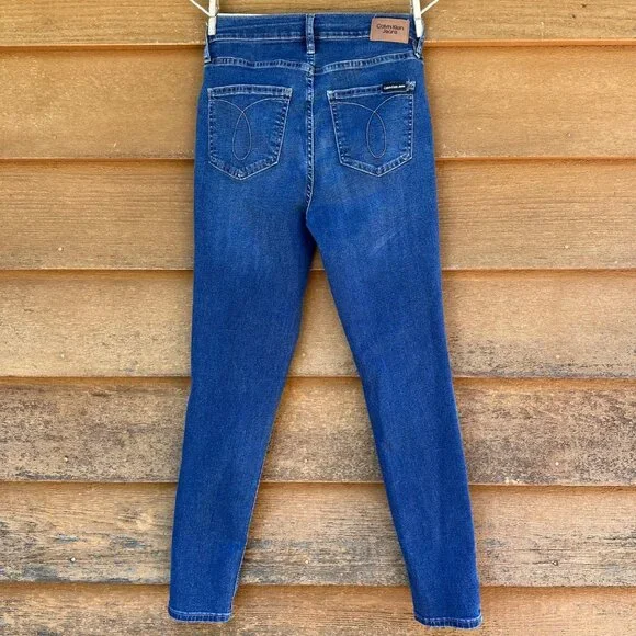Calvin Klein Jeans High Rise Skinny Blue Jeans Size 4 - Picture 3 of 13